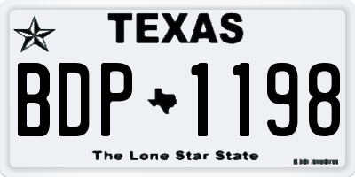 TX license plate BDP1198