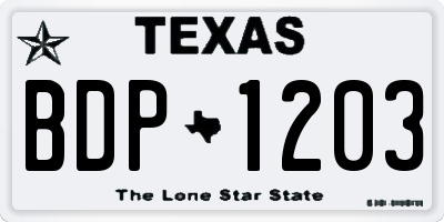TX license plate BDP1203