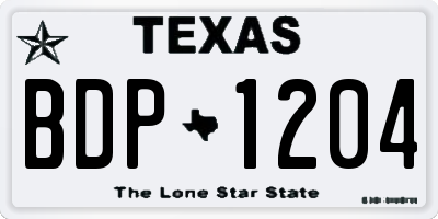 TX license plate BDP1204