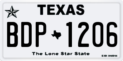 TX license plate BDP1206