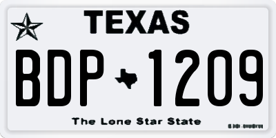 TX license plate BDP1209