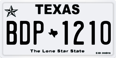 TX license plate BDP1210