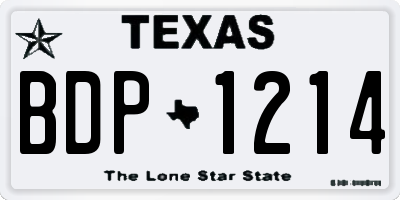 TX license plate BDP1214