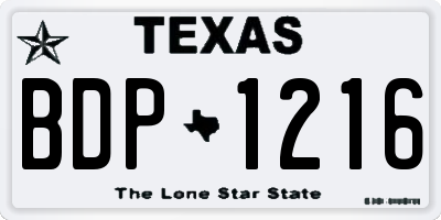 TX license plate BDP1216