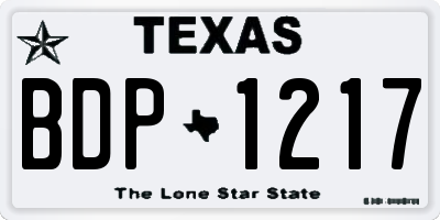 TX license plate BDP1217