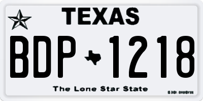 TX license plate BDP1218