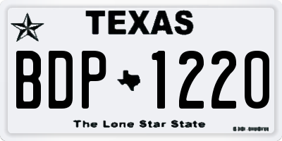 TX license plate BDP1220