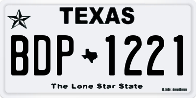 TX license plate BDP1221