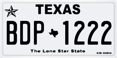 TX license plate BDP1222