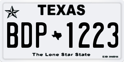 TX license plate BDP1223