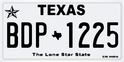 TX license plate BDP1225