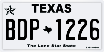 TX license plate BDP1226