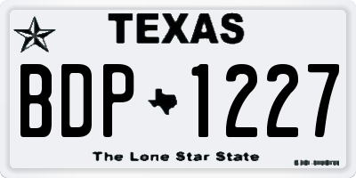 TX license plate BDP1227