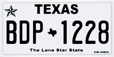 TX license plate BDP1228
