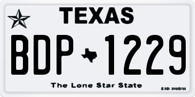 TX license plate BDP1229