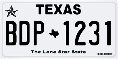 TX license plate BDP1231