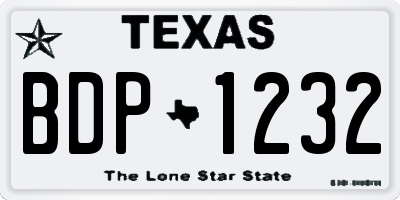 TX license plate BDP1232