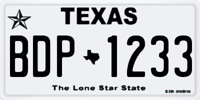 TX license plate BDP1233