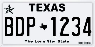 TX license plate BDP1234