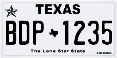 TX license plate BDP1235