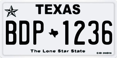 TX license plate BDP1236