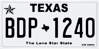 TX license plate BDP1240