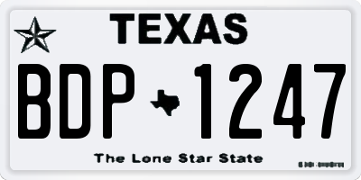 TX license plate BDP1247