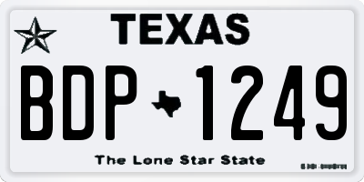 TX license plate BDP1249