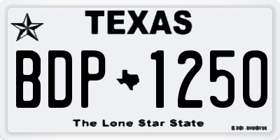TX license plate BDP1250