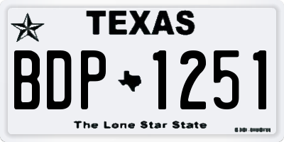 TX license plate BDP1251