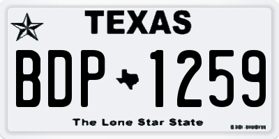 TX license plate BDP1259