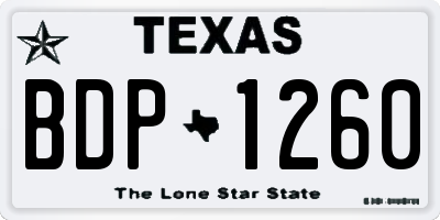 TX license plate BDP1260