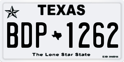 TX license plate BDP1262