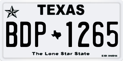 TX license plate BDP1265