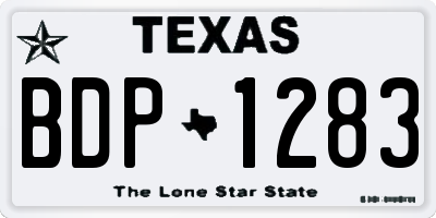 TX license plate BDP1283