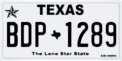 TX license plate BDP1289