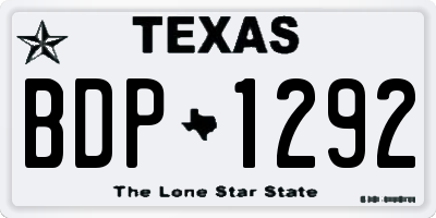 TX license plate BDP1292