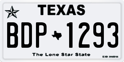 TX license plate BDP1293