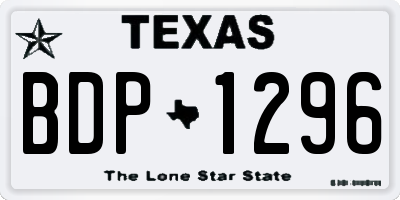 TX license plate BDP1296