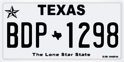 TX license plate BDP1298