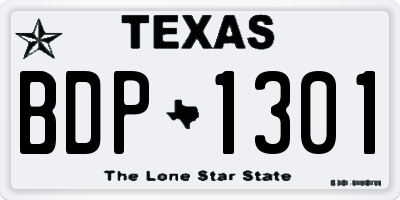 TX license plate BDP1301