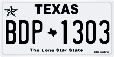 TX license plate BDP1303