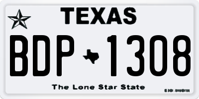 TX license plate BDP1308