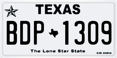 TX license plate BDP1309