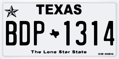 TX license plate BDP1314