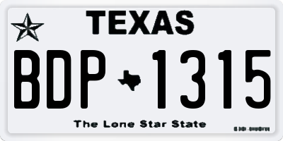 TX license plate BDP1315