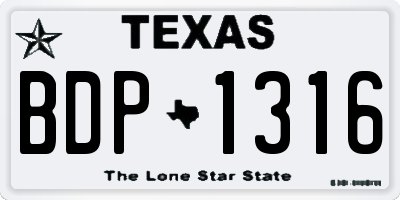 TX license plate BDP1316