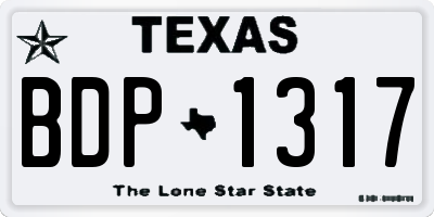 TX license plate BDP1317