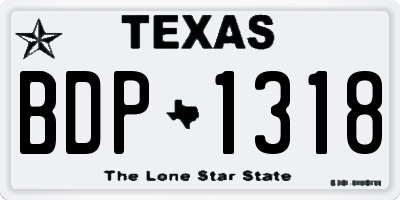 TX license plate BDP1318