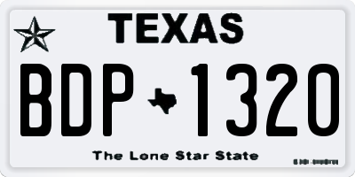 TX license plate BDP1320